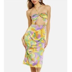 DANIELLE BERNSTEIN HALTER DRESS MULTICOLOR (M)
